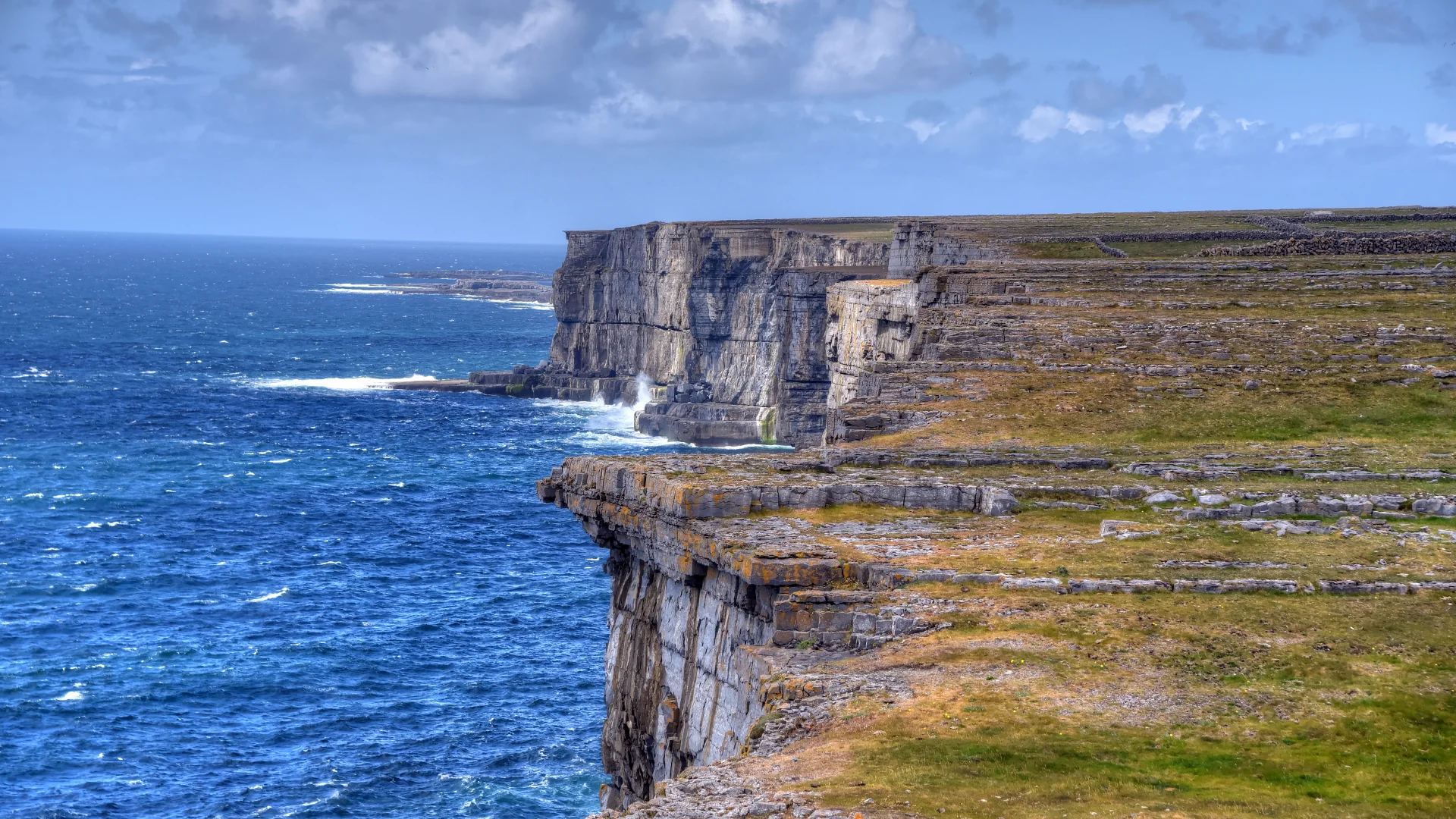 Limestone cliffs above the Atlantic Ocean on the Aran Islands